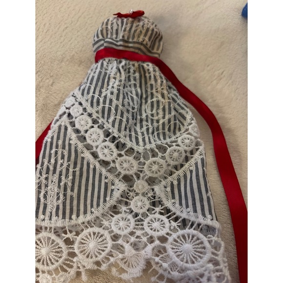 Handmade Other - Barbie Clone Striped Doll Dress White Lace Overlay and Red Ribbon Accent B14